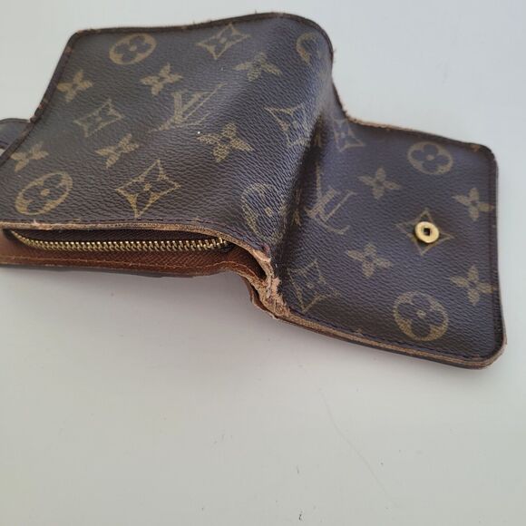 LOUIS VUITTON LV Bifold Zippy Compact Wallet Brown Medium Purse Monogram Vintage - Picture 6 of 12